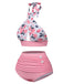 Costume da bagno incrocio floreale blu anni '40