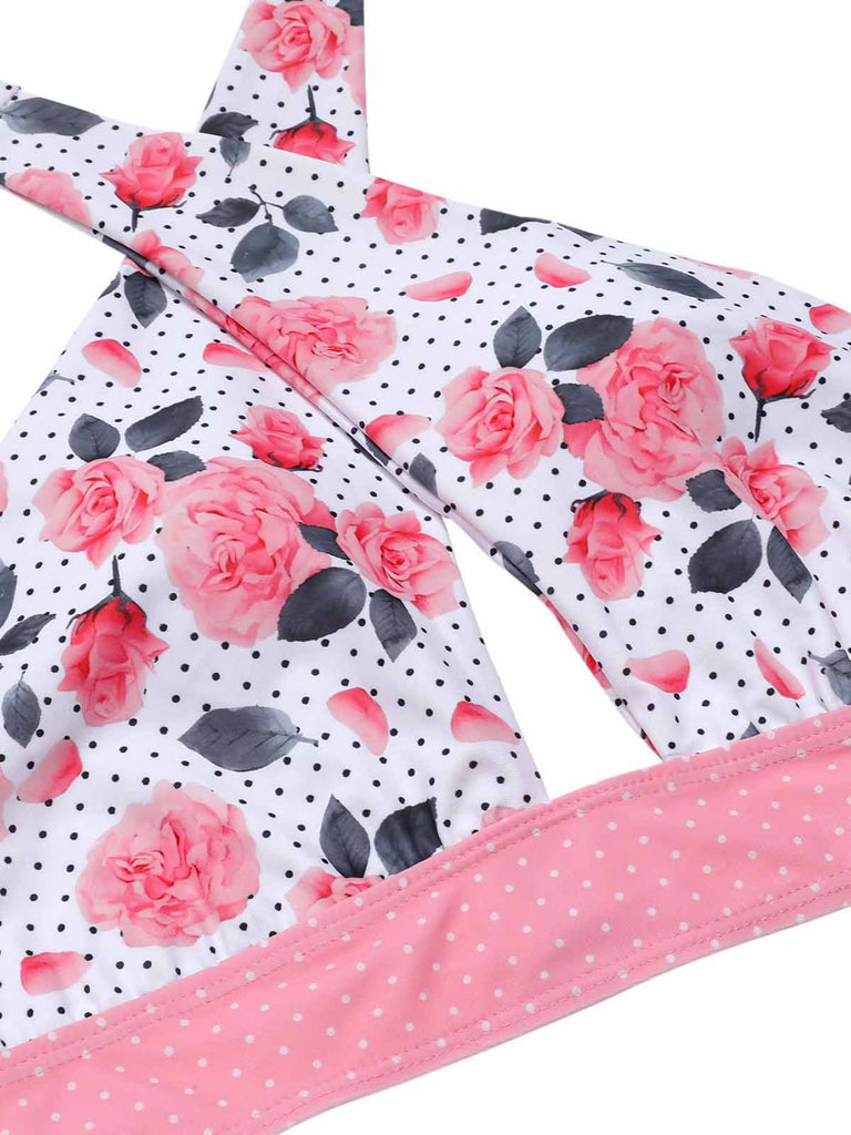 Costume da bagno incrocio floreale blu anni '40