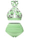Costume da bagno incrocio floreale blu anni '40