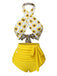 Costume da bagno incrocio floreale blu anni '40