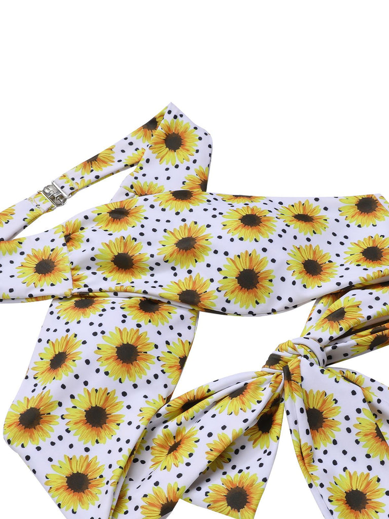 Costumi incrocio scollo all'americana girasole giallo anni '40
