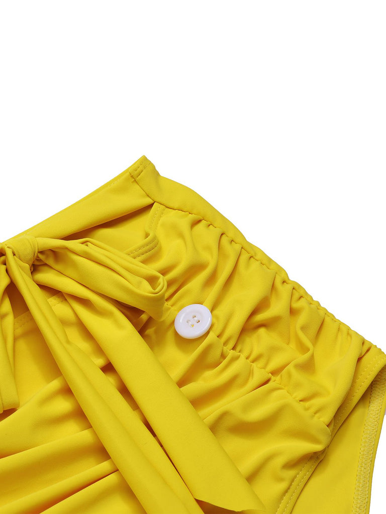 Costumi incrocio scollo all'americana girasole giallo anni '40