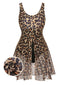 [Taglia Forti] Costumi  intero con gonna stampata leopardo anni '40