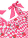 Costumi intero plaid con fragole rosa anni '60