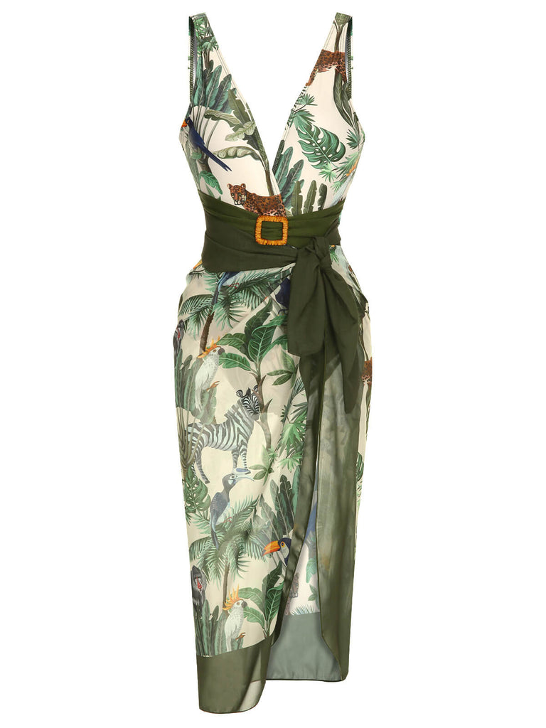 Costumi e copricostume foglie di palma multicolore anni '60