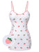 Costumi intero fragola plissettato bianco e rosa anni '50
