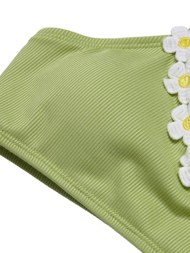 Costumi in maglia a margherite verde chiaro anni '60