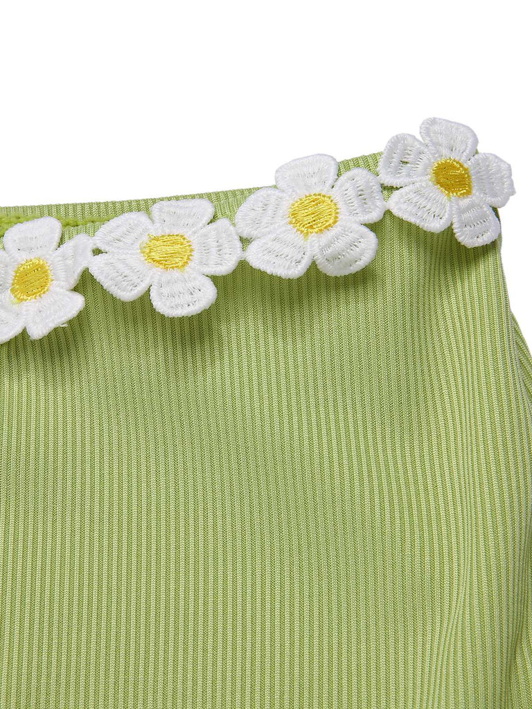 Costumi in maglia a margherite verde chiaro anni '60