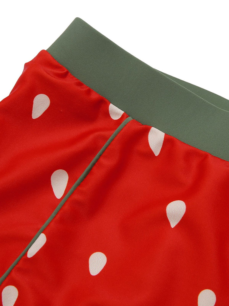 Costumi con volant e fragoline rosso anni '50