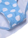 Costumi intero a pois con scollo a petalo blu anni '60