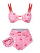 Costumi rosa a quadri cinturino a ciliegia anni '50