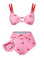 Costumi rosa a quadri cinturino a ciliegia anni '50