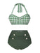 Costumi plaid con scollo all'americana grigio verde anni '40