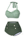 Costumi plaid con scollo all'americana grigio verde anni '40