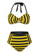 Costumi a righe scollo all'americana giallo e nero anni '70