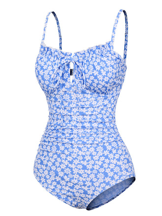 [Prevendita] Costumi blu spalline stampa floreale anni '80