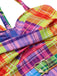 Costumi fiocco a quadri arcobaleno multicolore anni '70