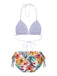 Set Bikini con lacci e copricostume tropicale anni '60