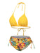 Set Bikini con lacci e copricostume tropicale anni '60