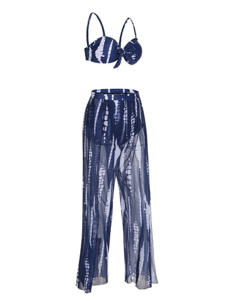 Costumi e copricostume grafiche tinte con spalline blu anni '60
