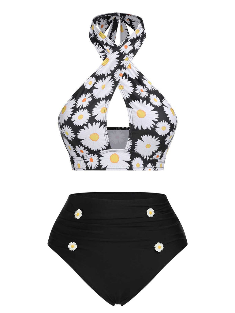 Costumi incrocio scollo all'americana girasole giallo anni '40