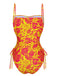 Costumi floreale russo con coulisse arancione anni '70