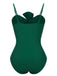 Costumi intreo spalline sottili e fiocco verde scuro anni '40