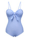 Costumi intero plaid spalline sottili annodato blu anni '50
