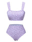 Costumi floreale con spalline larghe lavanda anni '50