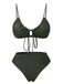 Set bikini con lacci spalline sottili verde militare anni '50