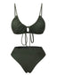 Set bikini con lacci spalline sottili verde militare anni '50