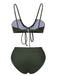 Set bikini con lacci spalline sottili verde militare anni '50