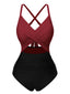 Costume da bagno con vita cava rosso e nero anni '40
