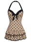Costumi intero fiocco a pois marrone anni '40