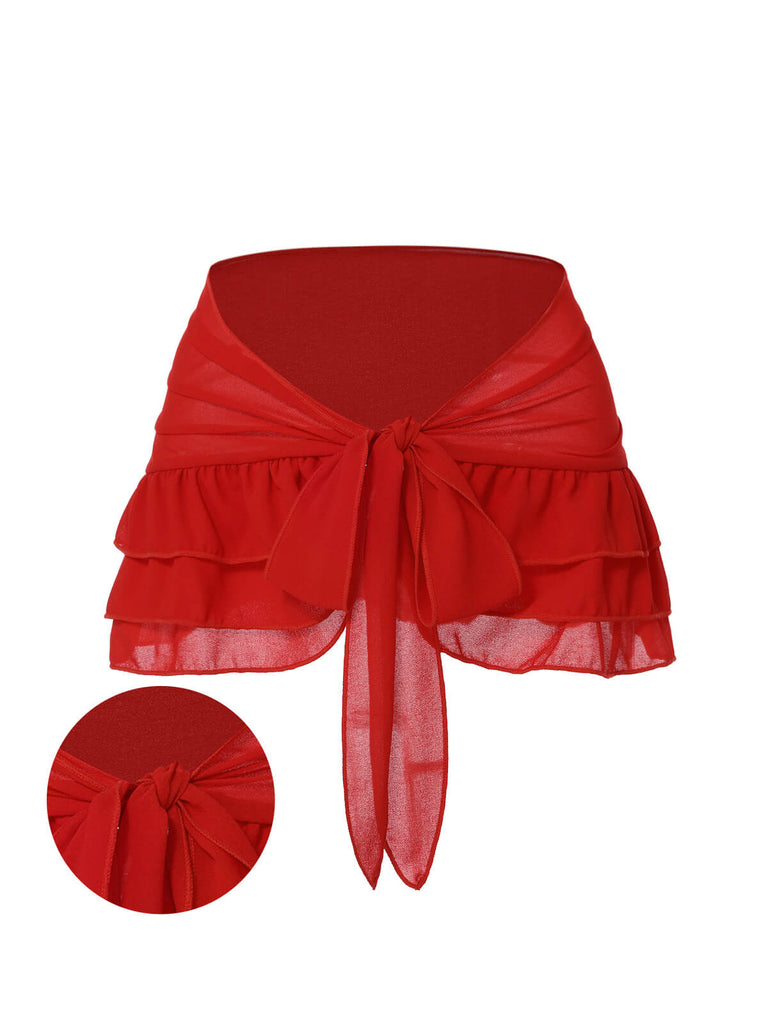 Gonna copricostume in chiffon con fiocco blu anni '60