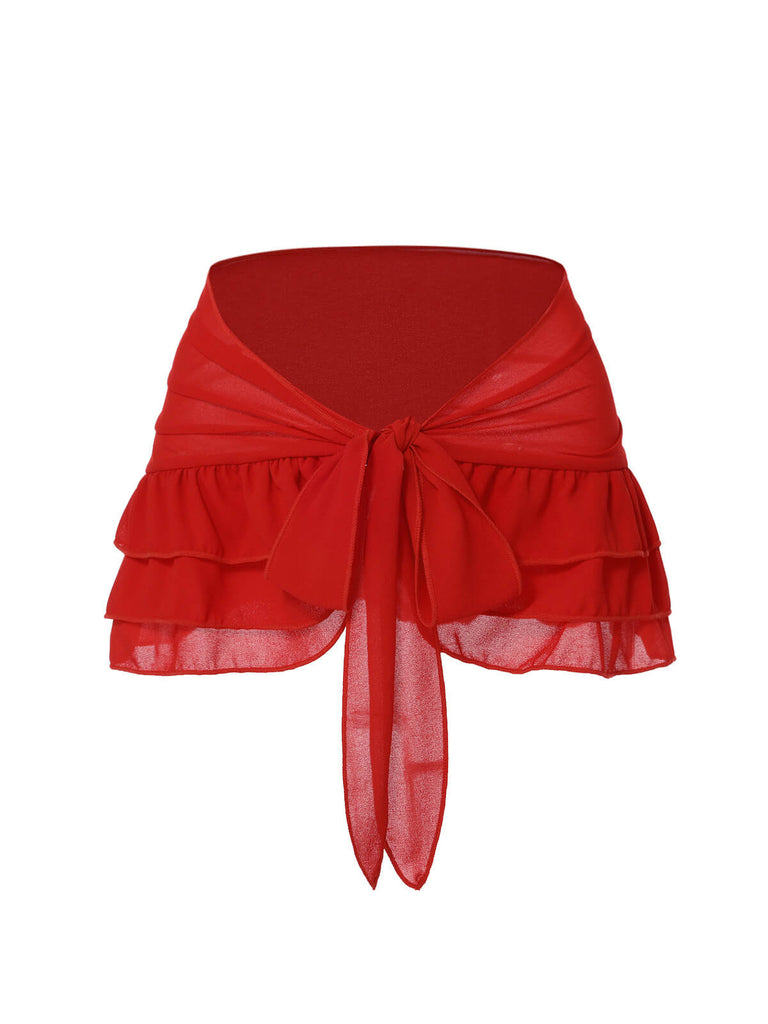 Gonna copricostume in chiffon con fiocco blu anni '60