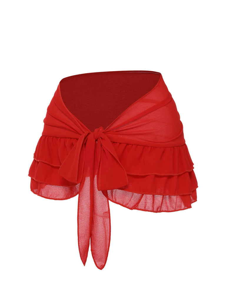 Gonna copricostume in chiffon con fiocco blu anni '60