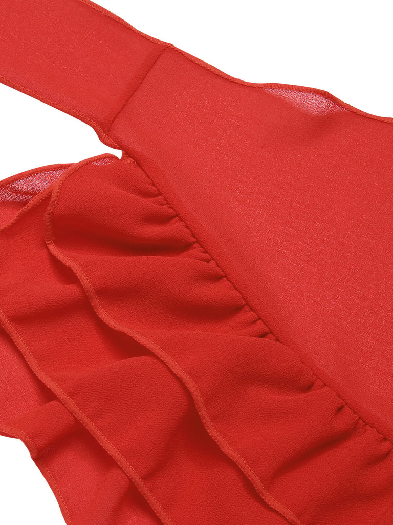 Gonna copricostume in chiffon con fiocco blu anni '60