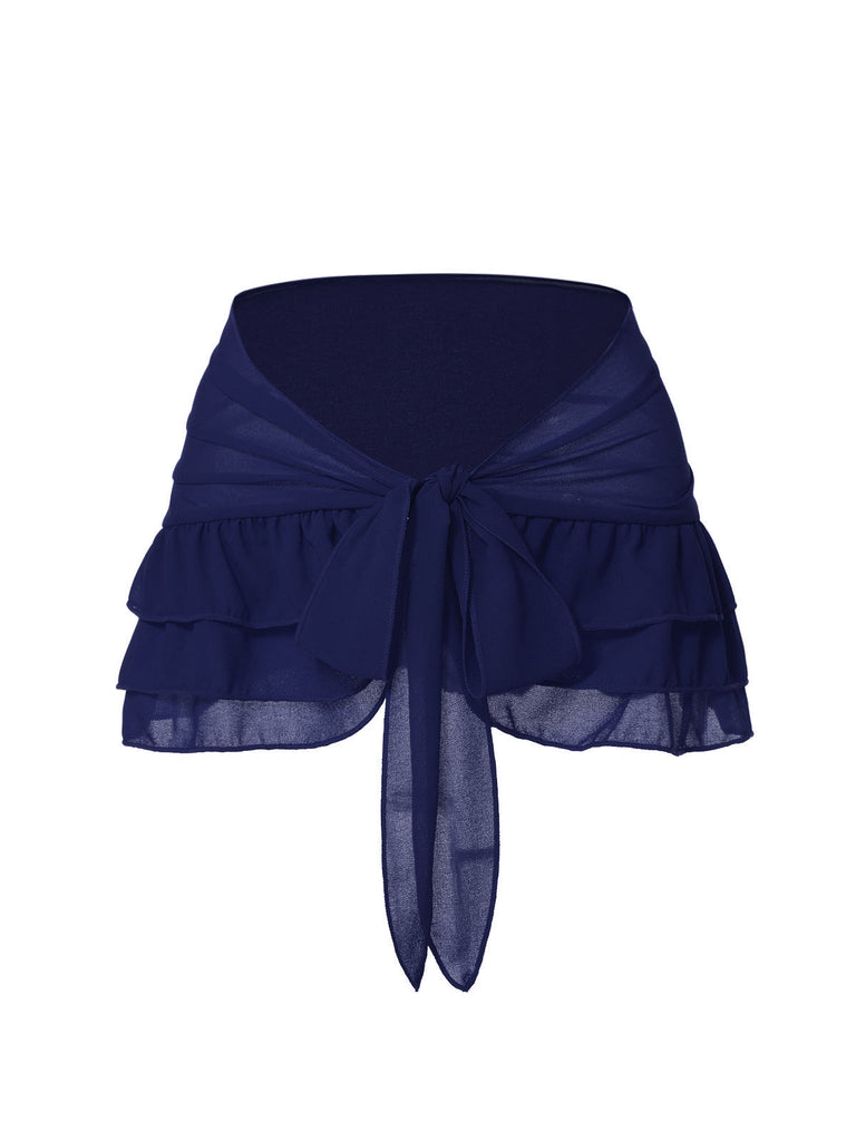 Gonna copricostume in chiffon con fiocco blu anni '60