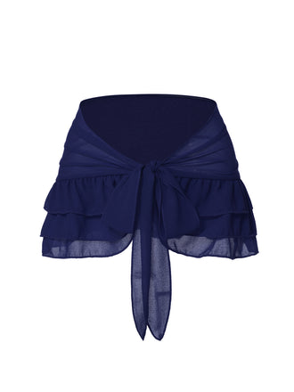 Gonna copricostume in chiffon con fiocco blu anni '60