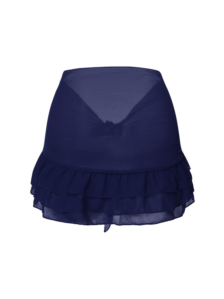 Gonna copricostume in chiffon con fiocco blu anni '60