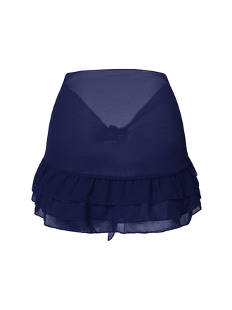 Gonna copricostume in chiffon con fiocco blu anni '60