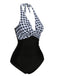 Costumi intero plaid scollo all'americana nero anni '40