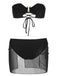 Set bikini a fascia con gonna nero anni '50