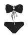 Set bikini a fascia con gonna nero anni '50