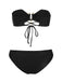 Set bikini a fascia con gonna nero anni '50