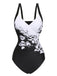 Costumi floreale con spalline larghe nero anni '30