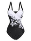 Costumi floreale con spalline larghe nero anni '30