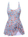 Costumi con gonna floreale spalline larghe e nodo anni '50