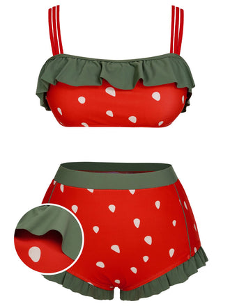 [Taglia Forti] Costumi volant e fragola rosso anni '50
